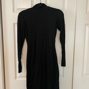Elegant Black Ribbed Dress